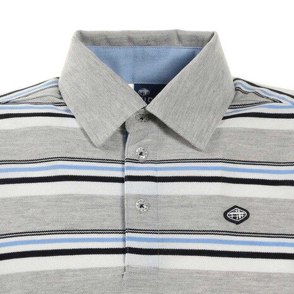 フィドラ(FIDRA)(メンズ)ゴルフウェア 半袖 吸水 速乾 ストライプ ポロシャツ FD5KTG03 GRY