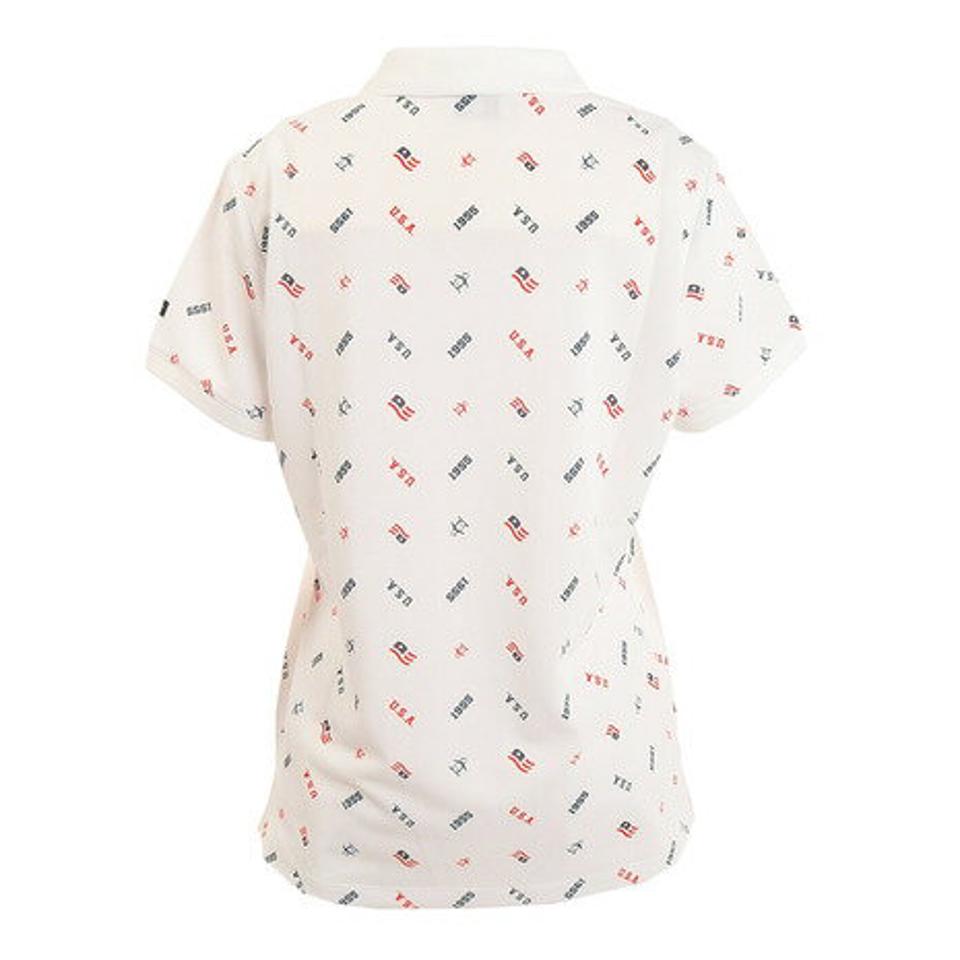 マンシングウエア（MUNSING WEAR） ゴルフウェア 吸汗速乾 UVカット サンスクリーン 総柄プリント 半袖ポロシャツ MGWTJA03CH WH00 （レディース）