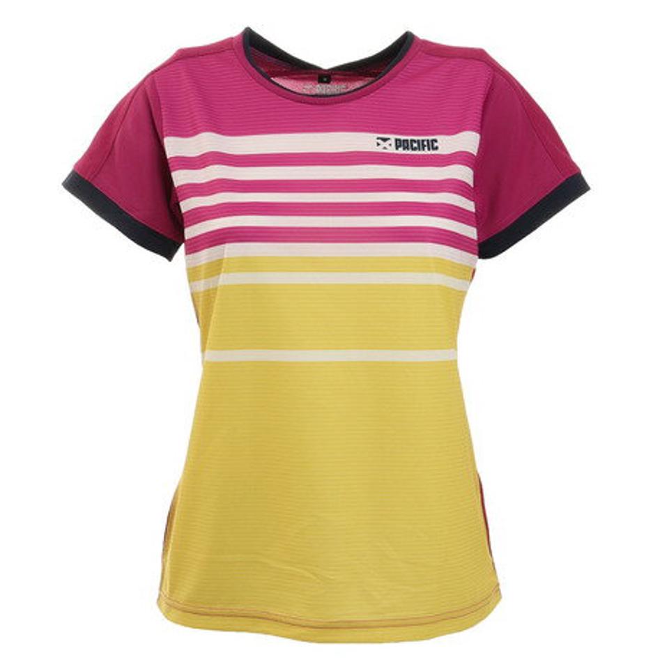 パシフィック（PACIFIC）（レディース） テニスウェア ドライプラス CA ボーダーシャツ PT20FW464
