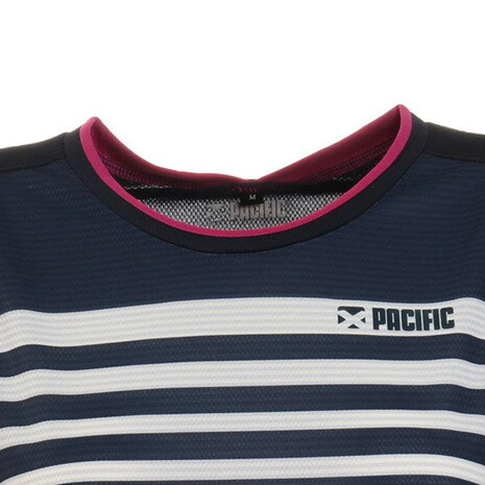 【10%OFFクーポン 対象ウェア2点以上購入で 5/5まで】パシフィック（PACIFIC） テニスウェア レディース ドライプラス CA ボーダーシャツ PT20FW464 NVY （レディース）