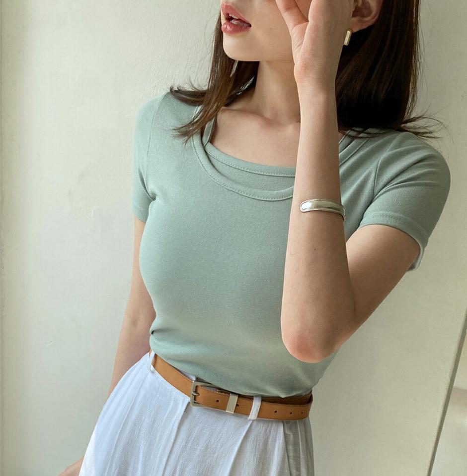 【10%OFF】キャミ&UネックTシャツSET・全4色・t67270 レディース 【tops】韓国ファッション トップス Tシャツ キャミソール セット 大人 半袖 Uネック アメリカンスリーブ 無地 ベーシック シンプル 体型カバー フェミニン カジュアル 黄緑 夏 春 秋 半Tセール
