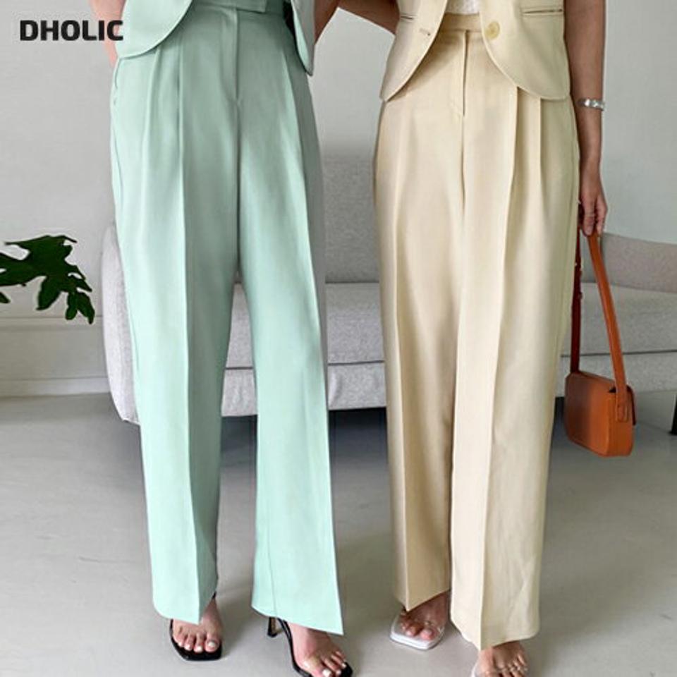 ワイドスラックス・全4色・t67289 レディース 【pt】韓国ファッション ボトムス ロング ロングパンツ スラックスパンツ ワイド ツータック ストレート 無地 ベーシック シンプル 体型カバー フェミニン オフィスカジュアル 春 秋