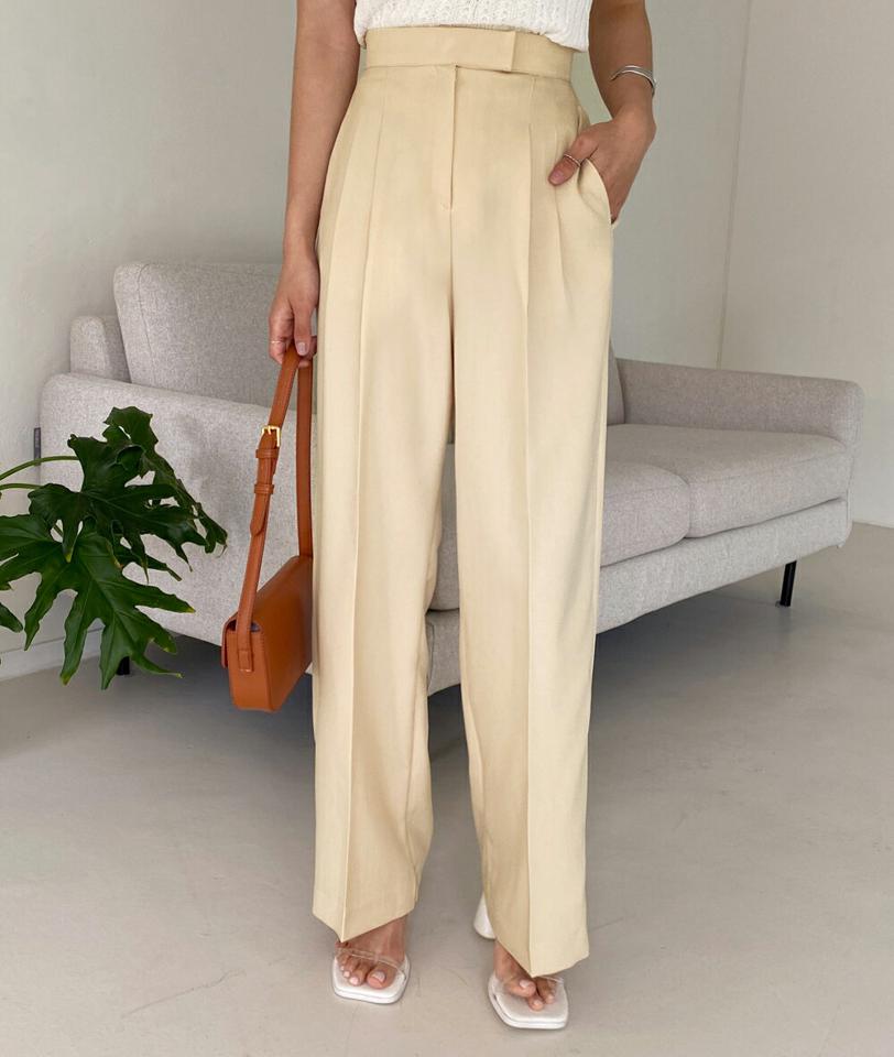 ワイドスラックス・全4色・t67289 レディース 【pt】韓国ファッション ボトムス ロング ロングパンツ スラックスパンツ ワイド ツータック ストレート 無地 ベーシック シンプル 体型カバー フェミニン オフィスカジュアル 春 秋