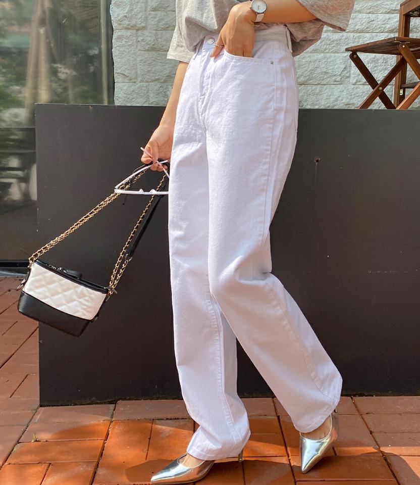 アイボリーストレートパンツ・全1色・t67298 レディース 【pt】韓国ファッション ボトムス ロング ロングパンツ アイボリー ストレート ハイウエスト 無地 シンプル 体型カバー フェミニン カジュアル 春 秋