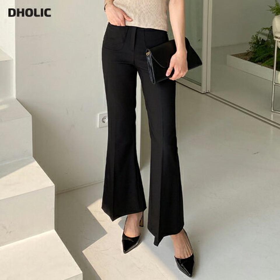 アウトポケットフレアスラックス・全3色・t00501 レディース 【pt】スラックス パンツ ロング丈 フレア 単色 無地 シンプル ベーシック オフィスカジュアル 春 夏 秋 きれいめ 上品 フェミニン 大人っぽ 韓国ファッション ハイホリHIHOLLI