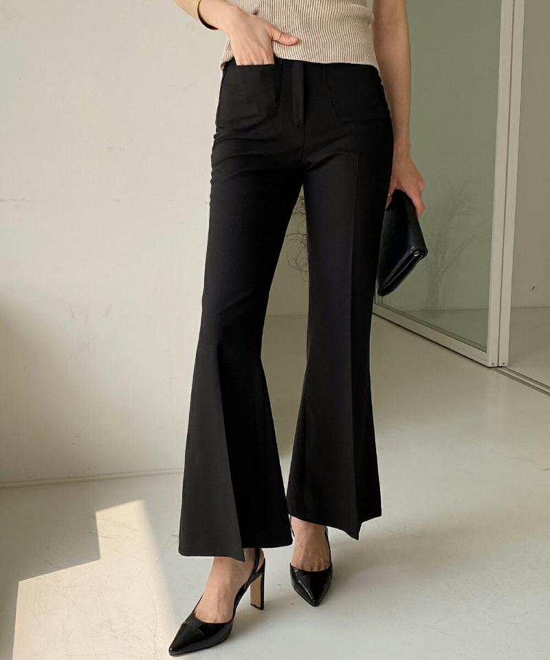 アウトポケットフレアスラックス・全3色・t00501 レディース 【pt】スラックス パンツ ロング丈 フレア 単色 無地 シンプル ベーシック オフィスカジュアル 春 夏 秋 きれいめ 上品 フェミニン 大人っぽ 韓国ファッション ハイホリHIHOLLI