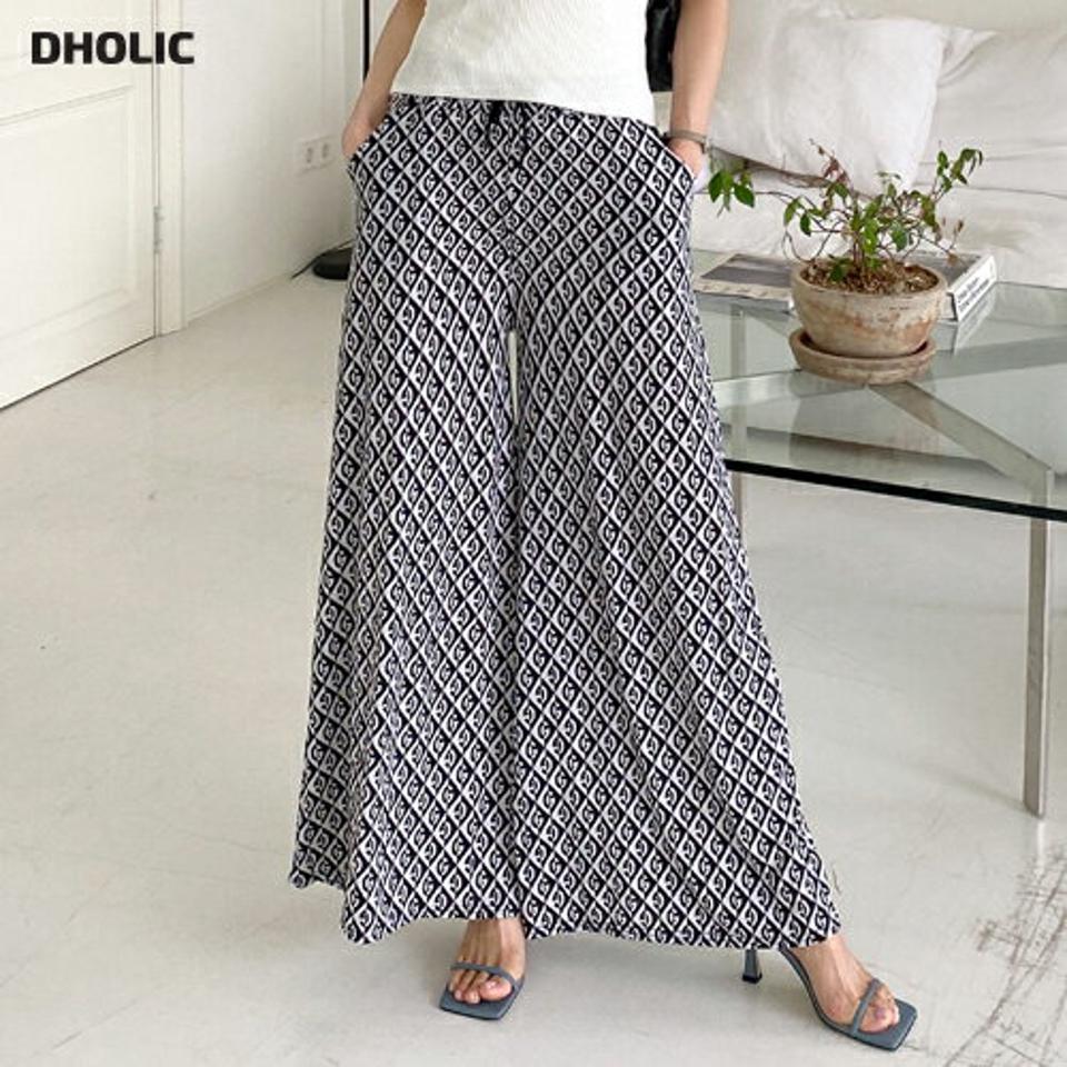 2TYPEパターンフレアパンツ・全3色・t00502 レディース 【pt】パンツ ロング丈 フレア 柄 模様 ドット 揺れ感 ウエストゴム 楽ちん ラフ ハイウエスト ストリング ゆったり 体型カバー カジュアル 春 夏 大人っぽ 韓国ファッション ハイホリHIHOLLI