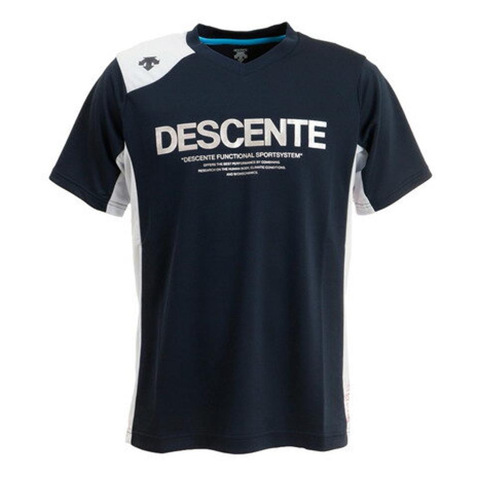 【10%OFFクーポン 対象ウェア2点以上購入で 5/5まで】デサント（DESCENTE） バレーボールウェア 半袖プラクテイスシャツ DVURJA56 NV （メンズ）
