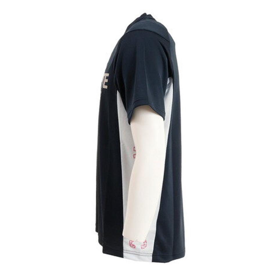 【10%OFFクーポン 対象ウェア2点以上購入で 5/5まで】デサント（DESCENTE） バレーボールウェア 半袖プラクテイスシャツ DVURJA56 NV （メンズ）