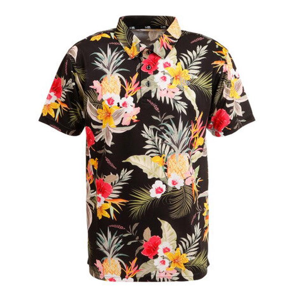 ニューエラ（NEW ERA） ゴルフウェア 吸汗速乾 UVカット 抗菌防臭 テック ブラックボタニカル 半袖ポロシャツ 130615 （メンズ）