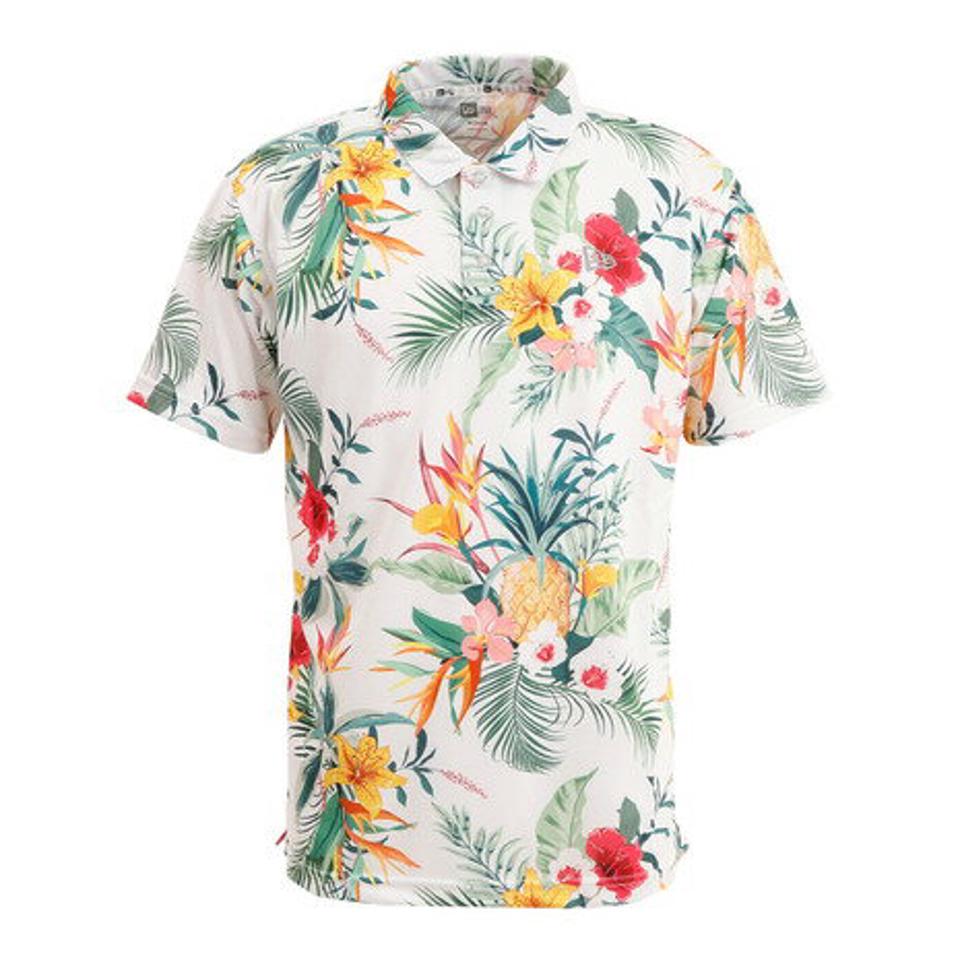 【5/15限定 エントリー＆3点以上ご購入でP最大10倍】ニューエラ（NEW ERA） ゴルフウェア 吸汗速乾 UVカット 抗菌防臭 テック ホワイトボタニカル 半袖ポロシャツ 13061584 （メンズ）