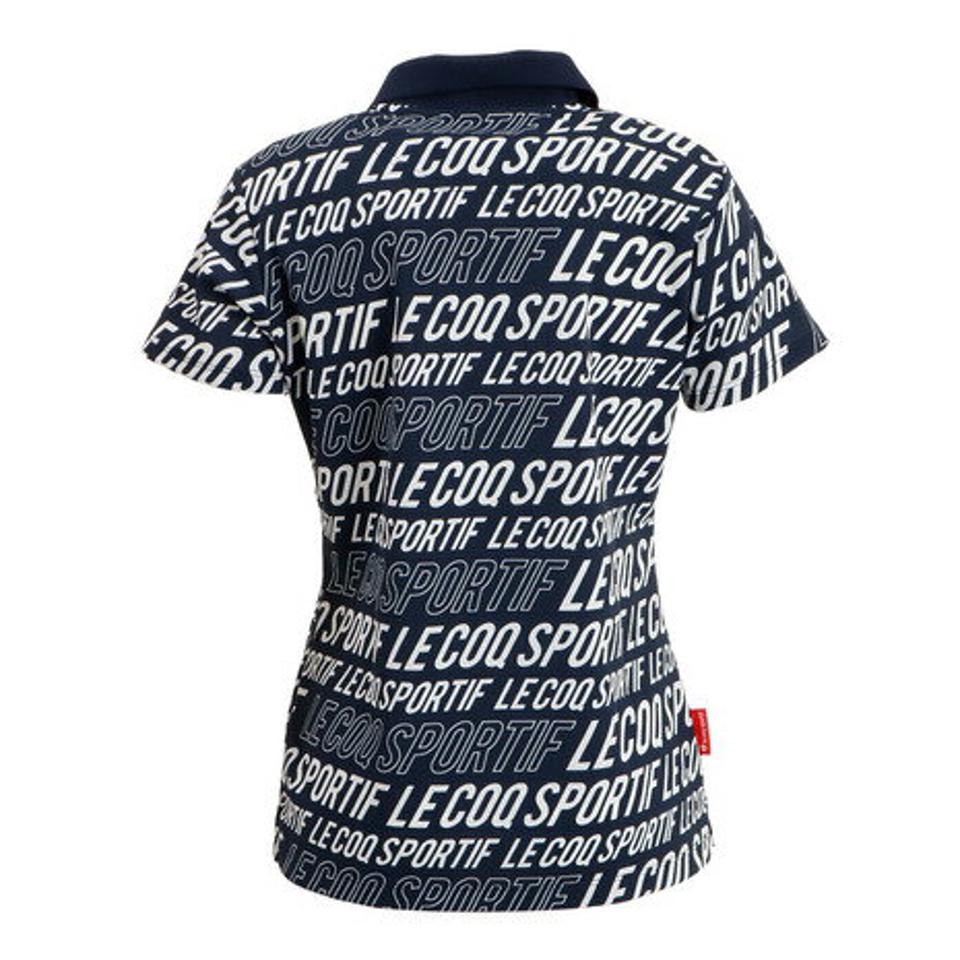 ルコック スポルティフ（Lecoq Sportif） ゴルフウェア 吸汗速乾 UVカット ロゴグラフィック総柄 半袖ポロシャツ QGWTJA05 NV00 （レディース）