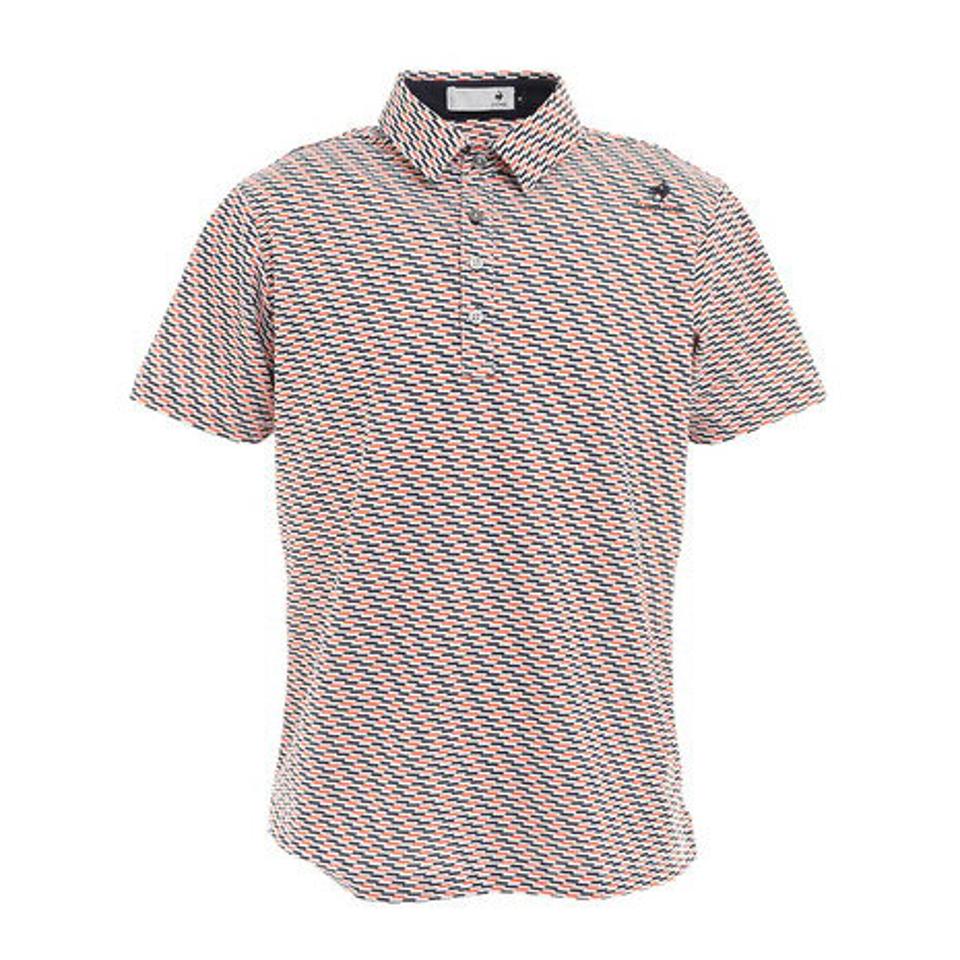 ルコック スポルティフ（Lecoq Sportif） ゴルフウェア 吸汗速乾 UVカット 高通気 はっ水 ゴルファーズアドレスカッティング クーリスト ダイアゴナル小柄 半袖ポロシャツ QGMTJA10 NVOR （メンズ）