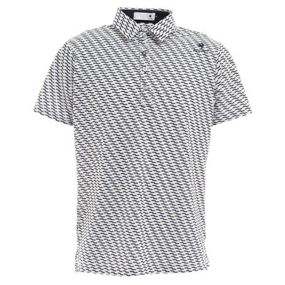 ルコック スポルティフ（Lecoq Sportif） ゴルフウェア 吸汗速乾 UVカット 高通気 はっ水 ゴルファーズアドレスカッティング クーリスト ダイアゴナル小柄 半袖ポロシャツ QGMTJA10 NVGY （メンズ）