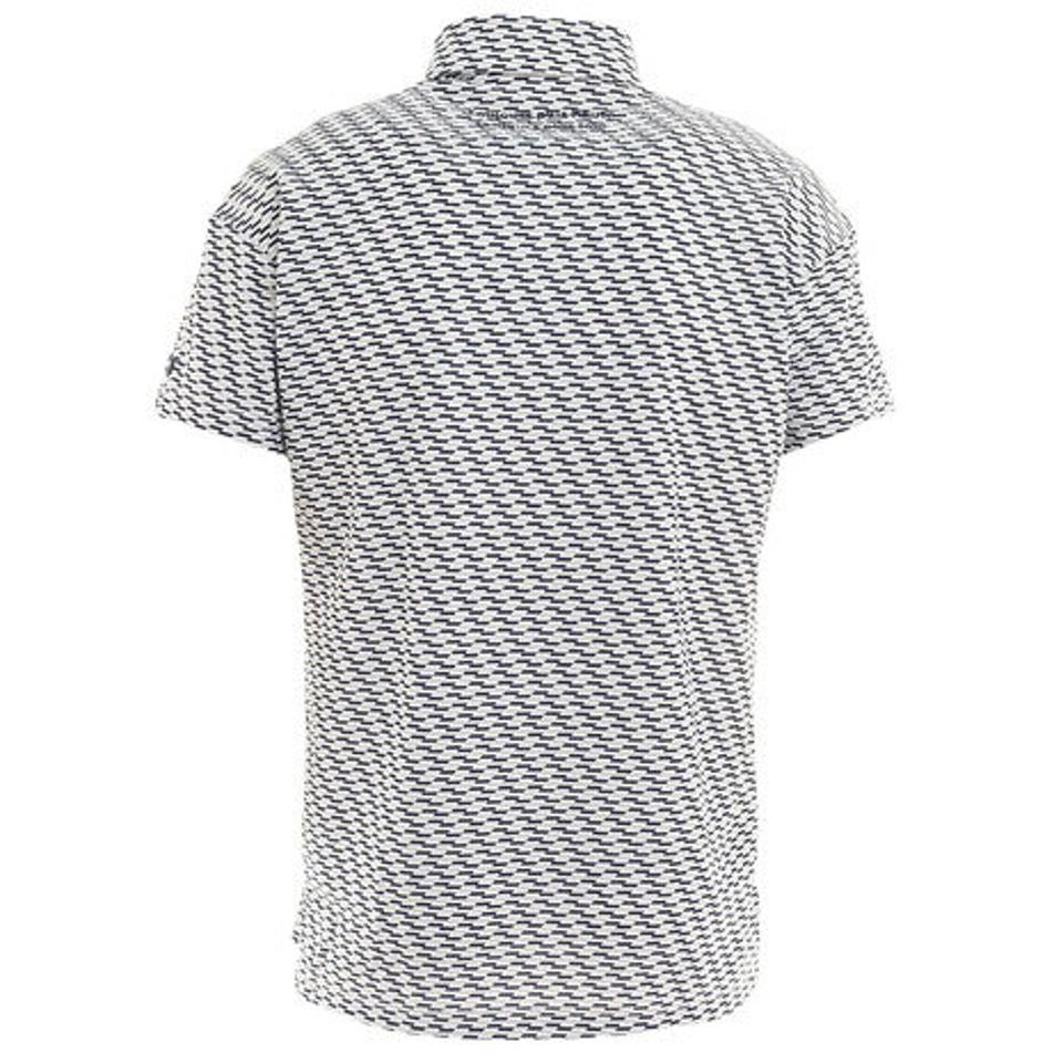 ルコック スポルティフ（Lecoq Sportif） ゴルフウェア 吸汗速乾 UVカット 高通気 はっ水 ゴルファーズアドレスカッティング クーリスト ダイアゴナル小柄 半袖ポロシャツ QGMTJA10 NVGY （メンズ）