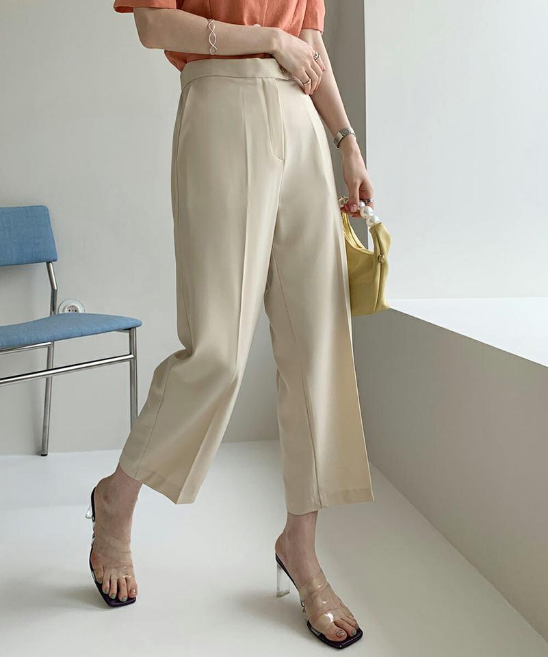 テーパードスラックス・全3色・b72054 レディース 【pt】スラックス ロング丈 パンツ 無地 シンプル ベーシック オフィスカジュアル パステル テーパード ハイウエスト ワイド 春 夏 大人 黄色 フェミニン きれいめ 韓国ファッション ハイホリHIHOLLI