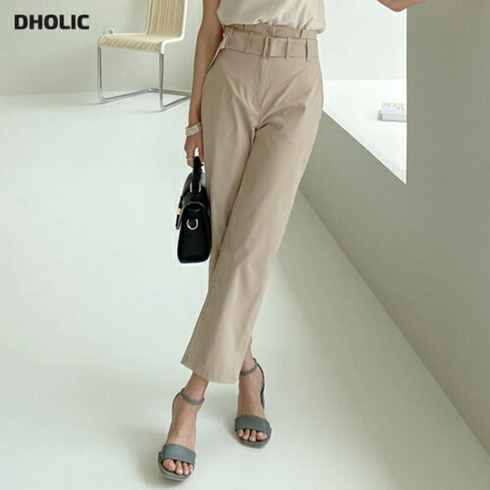 ベルト付ハイウエストストレートパンツ・全3色・t72055 レディース 【pt】パンツ ロング丈 単色 無地 シンプル ストレート ベルト付 ハイウエスト 脚長 春 夏 タック フェミニン きれいめ 大人っぽ 上品 韓国ファッション ハイホリHIHOLLI