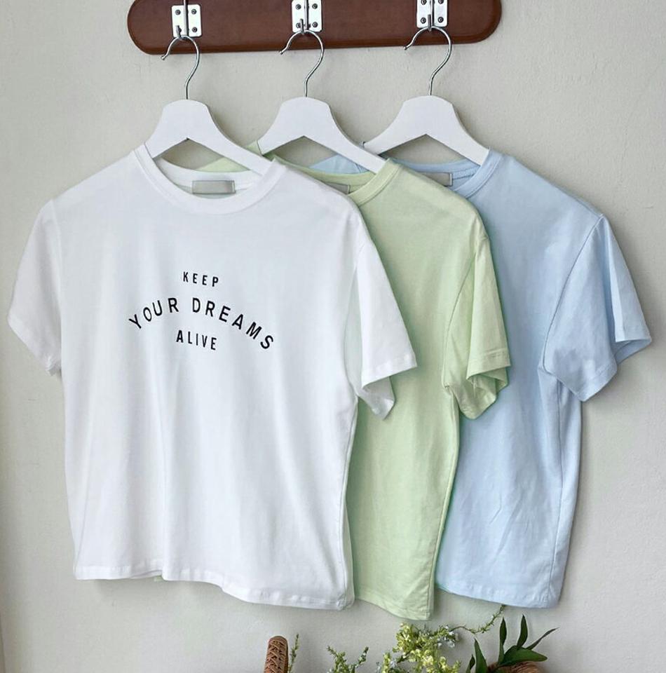 レタリングラウンドネックTシャツ・全3色・t00790 レディース 【tops】韓国ファッション トップス Tシャツ 大人 半袖 ラウンドネック レタリング ロゴ 英字 モダール混 ショートスリーブ シンプル フェミニン カジュアル デイリー 夏 春 秋