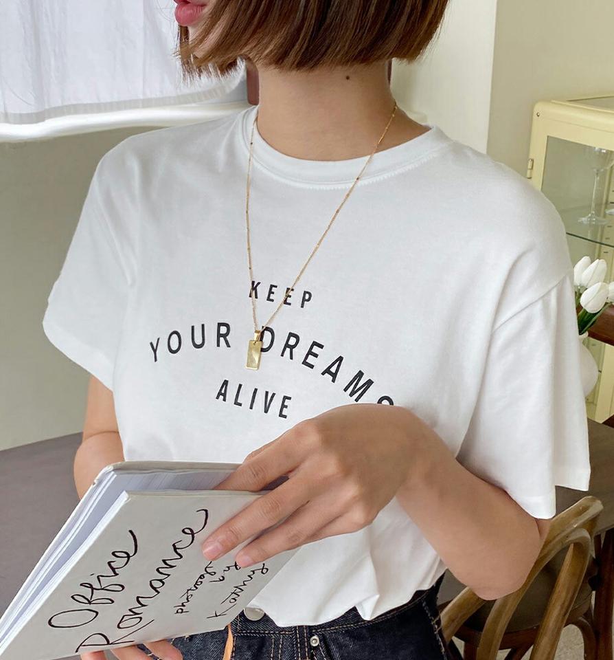 レタリングラウンドネックTシャツ・全3色・t00790 レディース 【tops】韓国ファッション トップス Tシャツ 大人 半袖 ラウンドネック レタリング ロゴ 英字 モダール混 ショートスリーブ シンプル フェミニン カジュアル デイリー 夏 春 秋