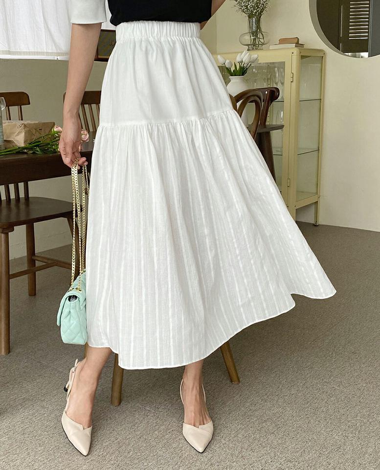 パンチング刺繍ギャザースカート・全3色・t00813 レディース 【sk】韓国ファッション ボトムス スカート ロング ロングスカート パンチング 刺繍 ギャザー コットン 綿 ウエストゴム Aライン シンプル 大人 カジュアル フェミニン 春 秋