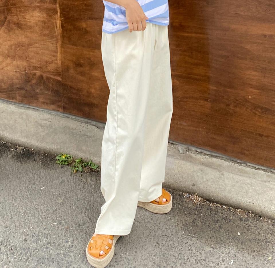 ウエストゴムワイドパンツ・全7色・t00816 レディース 【pt】韓国ファッション ボトムス ロング ロングパンツ ウエストゴム ワイドパンツ ストレート 無地 ベーシック シンプル 体型カバー フェミニン カジュアル 春 秋