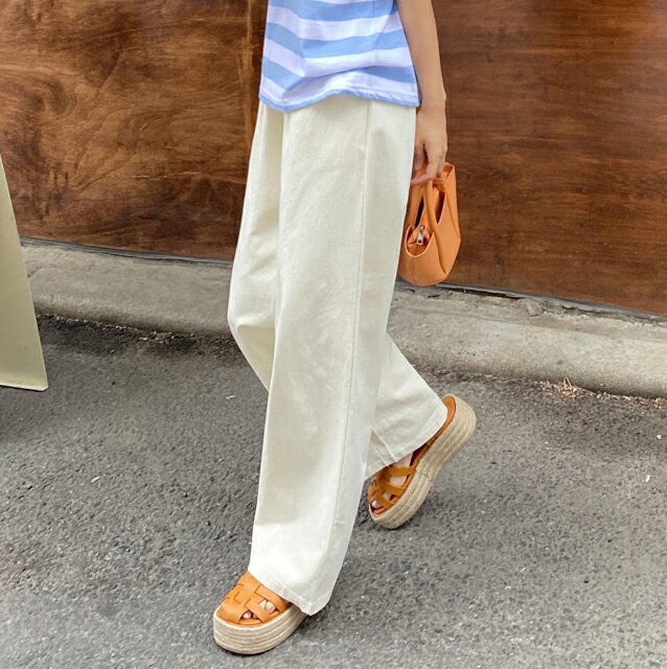 ウエストゴムワイドパンツ・全7色・t00816 レディース 【pt】韓国ファッション ボトムス ロング ロングパンツ ウエストゴム ワイドパンツ ストレート 無地 ベーシック シンプル 体型カバー フェミニン カジュアル 春 秋