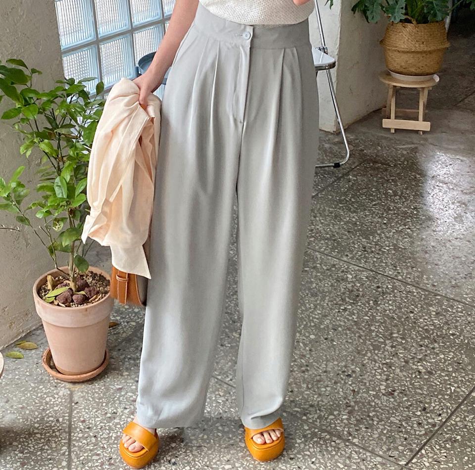 【10%OFF】ツータックワイドスラックス・全3色・t00817 レディース 【pt】韓国ファッション ボトムス ロング ロングパンツ スラックスパンツ スラックス ツータック ワイド ハイウエスト 無地 シンプル 体型カバー フェミニン カジュアル 春 秋 PTセール