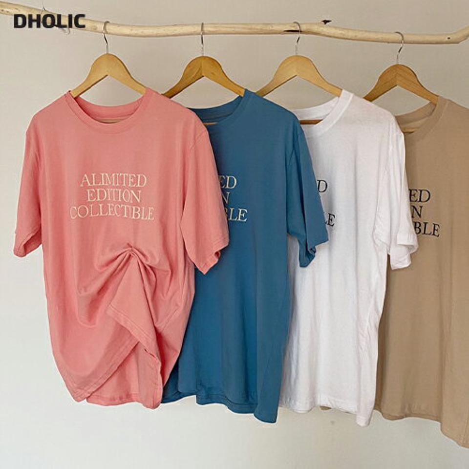 レタリング半袖Tシャツ・全4色・b67047 レディース 【tops】トップス Tシャツ 半袖 ハーフスリーブ ロゴ ロゴT レタリング シンプル ラフ カジュアル ピンク 青 春 夏 韓国ファッション