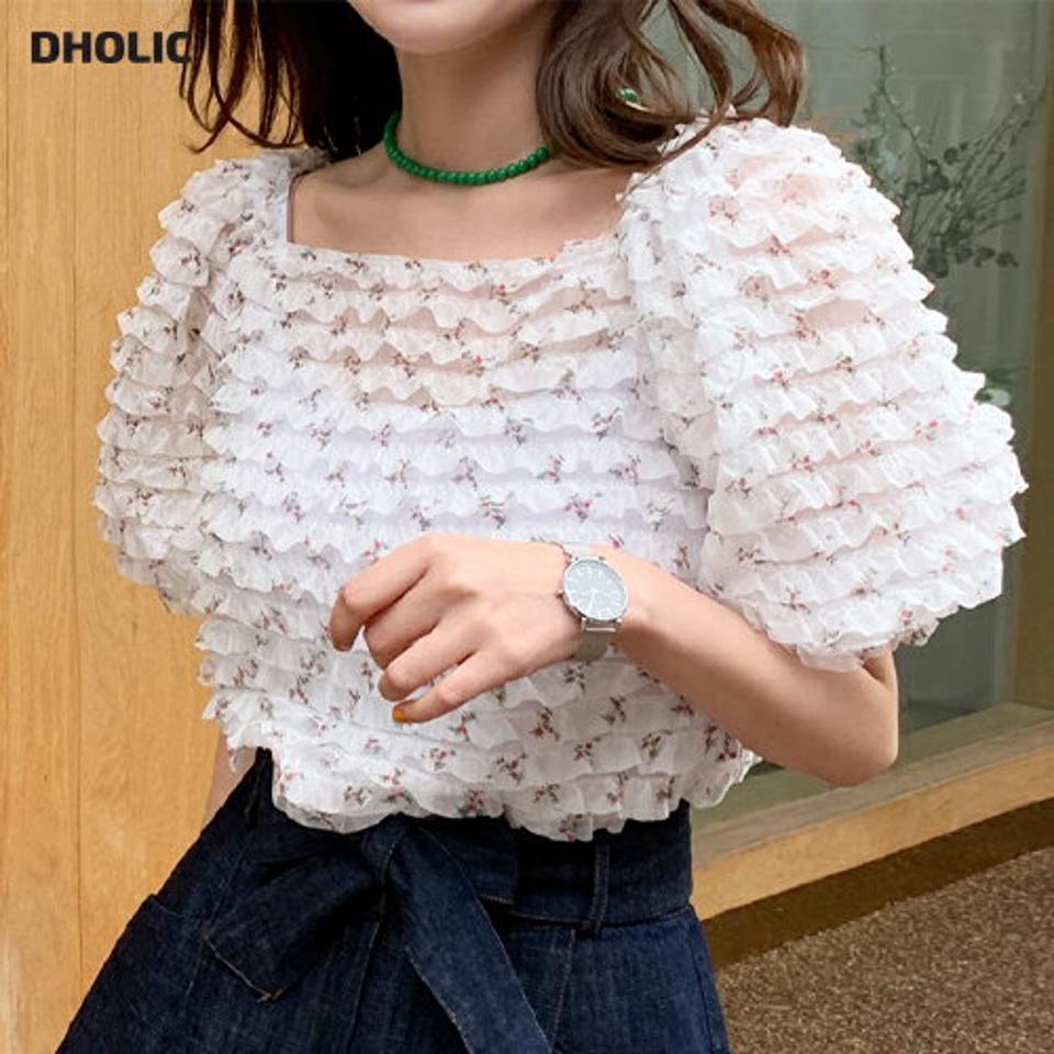 2WAYフローラルフリルブラウス・全3色・t67049 レディース 【bl】トップス ブラウス 半袖 ハーフスリーブ フリル 花 オフショルダー 肩出し きれいめ ゴム フリル かわいい クロップド丈 デコルテ スクエアネック 二の腕カバー 春 夏 韓国ファッション