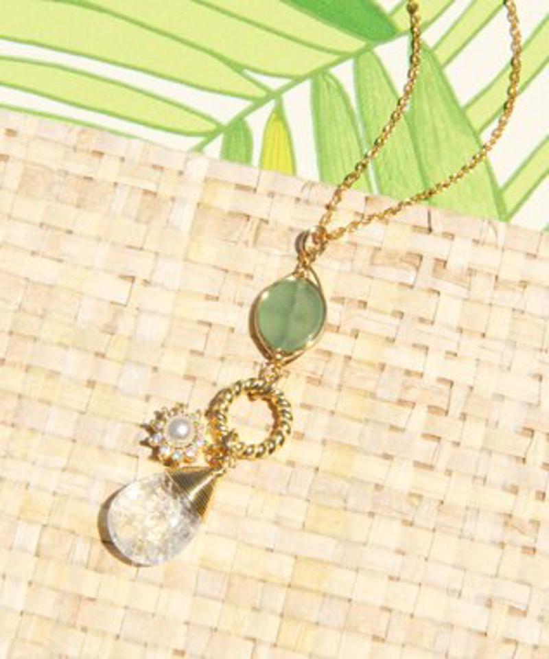 【５月誕生石】アベンチュリン×クリスタルネックレス