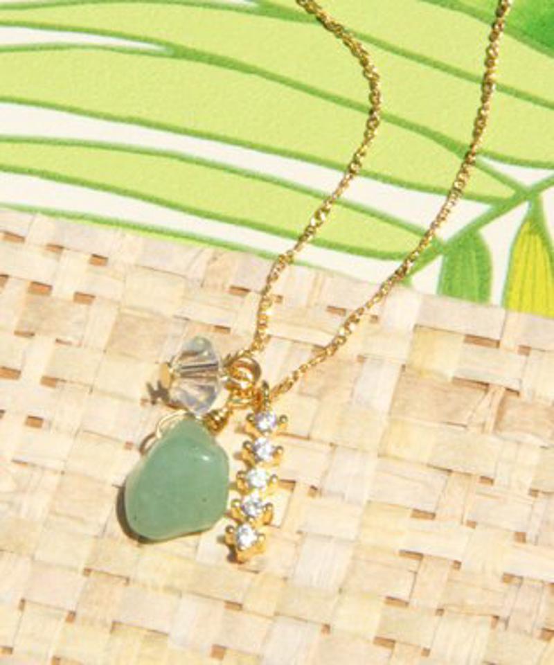 【５月誕生石】アベンチュリン×クリスタルネックレス