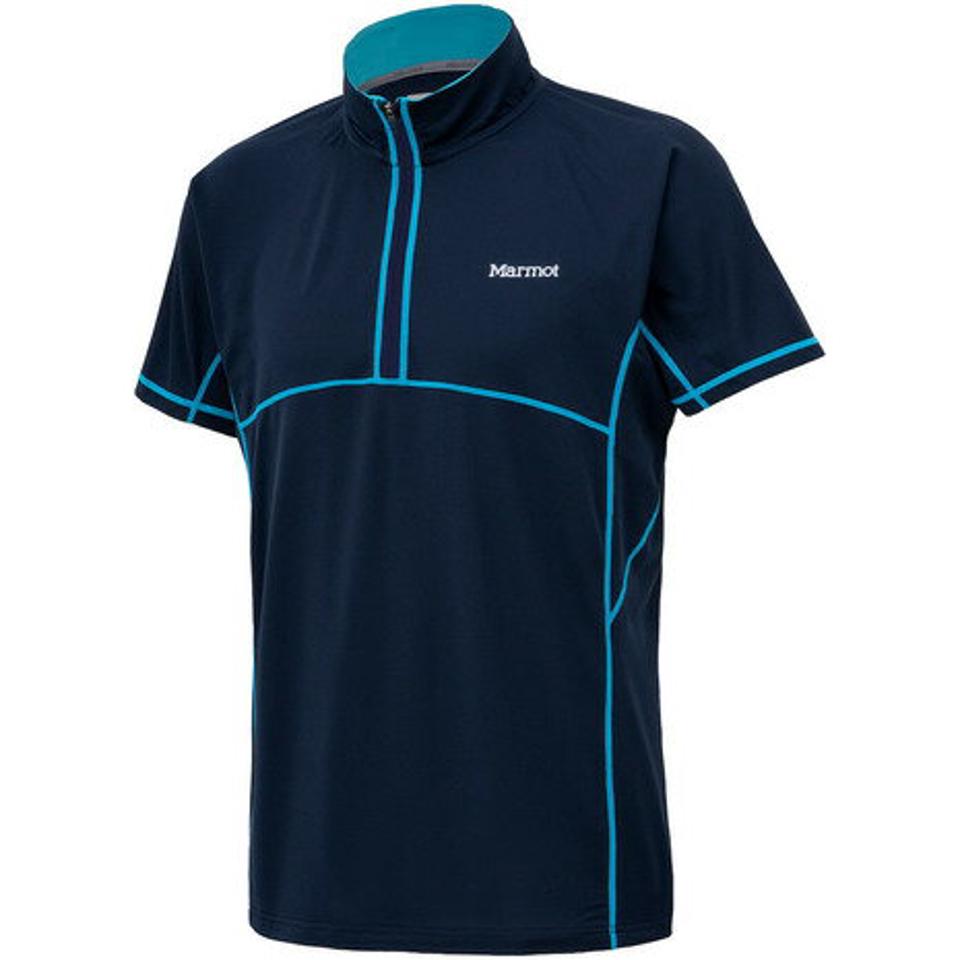 マーモット（Marmot）（メンズ） サンスクリーンクライムスピードハーフス ネイビー TOMRJA63 半袖ジップシャツ トップス カジュアル スポーツ UVカット
