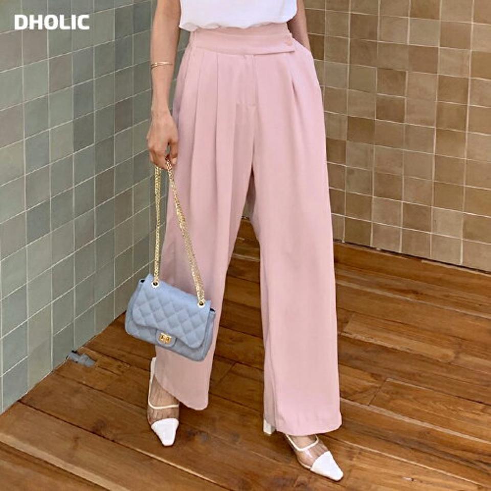 ≪人気商品再入荷≫アンバランスボタンスラックス・全4色・b66659 レディース 【pt】スラックス パンツ ズボン ロングパンツ 単色 無地 シンプル ベーシック 大人 パステル カラーパンツ ハイウエスト ストレート ダーツ 春 夏 秋 韓国ファッション