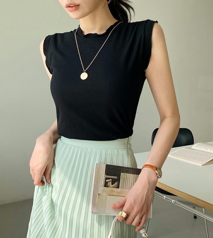 2TYPEノースリーブ・全4色・t72235 レディース 【tops】トップス ノースリーブ スリーブレス 柄 模様 ボーダー 無地 単色 シンプル リブ タイト 春 夏 爽やか フェミニン カジュアル かわいい 可愛い 韓国ファッション ハイホリHIHOLLI