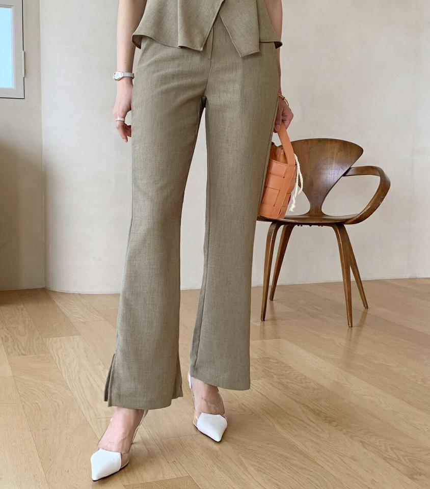 スリットフレアスラックス・全3色・t72283 レディース 【pt】スラックス パンツ ロング丈 単色 無地 シンプル ベーシック スリット フレア ハイウエスト 春 夏 大人っぽ フェミニン きれいめ 上品 韓国ファッション ハイホリHIHOLLI