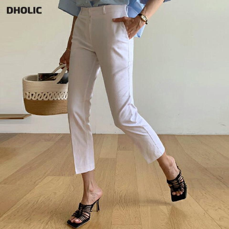 コットン混スラックス・全4色・t72262 レディース 【pt】スラックス パンツ ロング丈 単色 無地 シンプル ベーシック コットン混 オフィスカジュアル テーパード クロップド丈 ダーツ 春 夏 カジュアル 大人っぽ 韓国ファッション ハイホリHIHOLLI