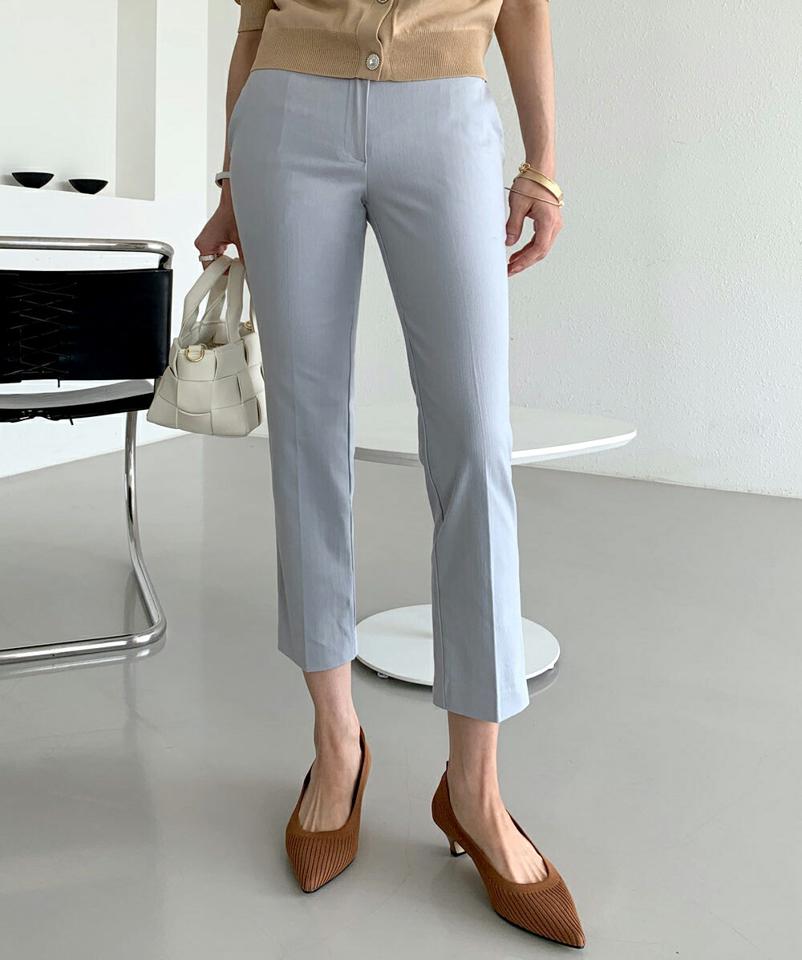 コットン混スラックス・全4色・t72262 レディース 【pt】スラックス パンツ ロング丈 単色 無地 シンプル ベーシック コットン混 オフィスカジュアル テーパード クロップド丈 ダーツ 春 夏 カジュアル 大人っぽ 韓国ファッション ハイホリHIHOLLI