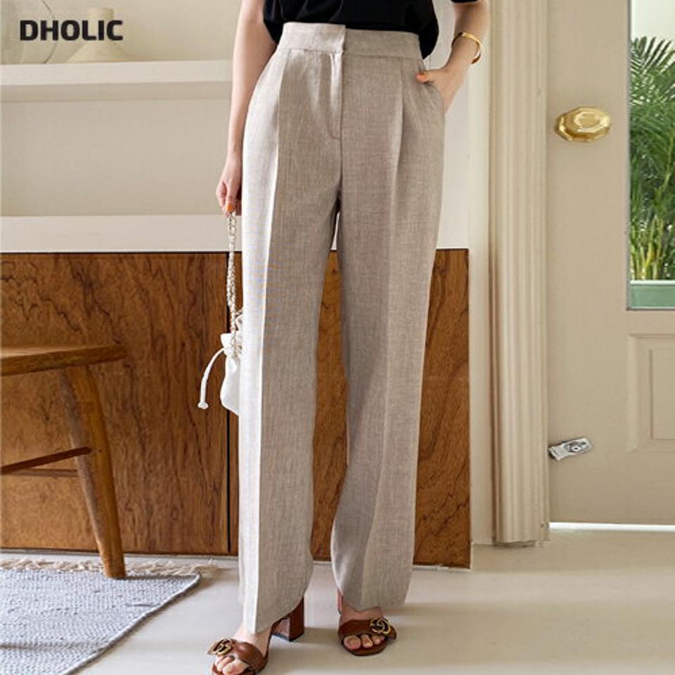 タックストレートスラックス・全3色・t67363 レディース 【pt】スラックス パンツ ズボン ロングパンツ ストレート タック 単色 無地 シンプル フルレングス メランジカラー ワイド ハイウエスト 大人 春 夏 秋 韓国ファッション