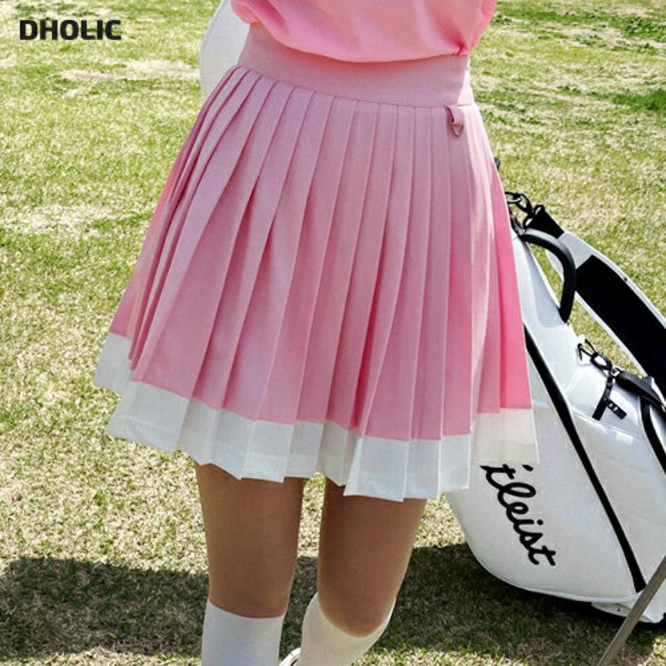 パンツ裏地Dリング配色ヘムプリーツスカート・全2色・t02258 レディース 【sk】スカート ミニスカート ショート丈 プリーツ 配色 スカートパンツ 短パン かわいい y2k ガーリー テニスウェア ピンク 衣装 春 夏 韓国ファッション GOLFWEAR ゴルフウェア