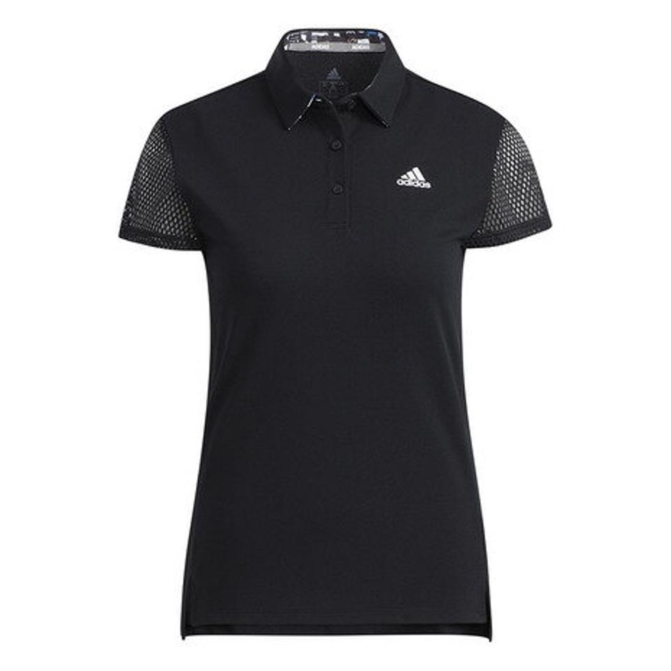 アディダス(adidas) ゴルフウェア 吸汗速乾 UVカット 高通気で涼しい♪ ワーディンググラフィック キャップスリーブ 半袖ポロシャツ P6719-HA0225BK (レディース)