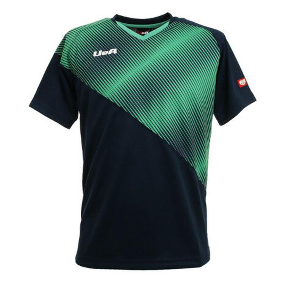 【10%OFFクーポン対象 6/29まで】Uea(Uea) 日本卓球協会(JTTA)公認 ドライプラス 卓球シャツ UEA301 NVY 卓球ウェア 吸汗速乾 (メンズ)