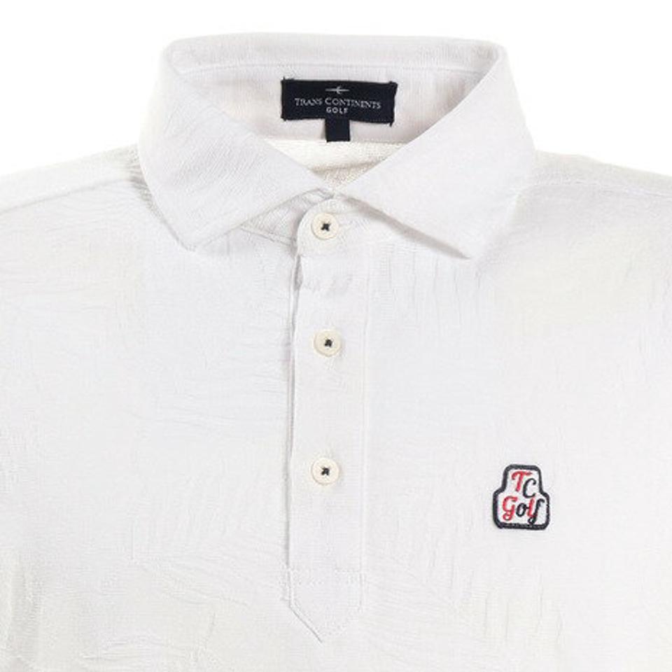トランスコンチネンツ(TRANS CONTINENTS) ゴルフウェア メンズ リーフジャガワイドカラー 半袖ポロシャツ 19STRZ17-WH オンライン価格 (メンズ)
