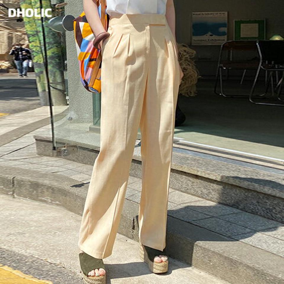 バックゴムツータックスラックス・全4色・t72090 レディース 【pt】パンツ スラックス ロング丈 単色 無地 シンプル カラーパンツ パステル タック レーヨン混 ワイド 春 夏 秋 フェミニン 大人っぽ きれいめ 韓国ファッション ハイホリHIHOLLI