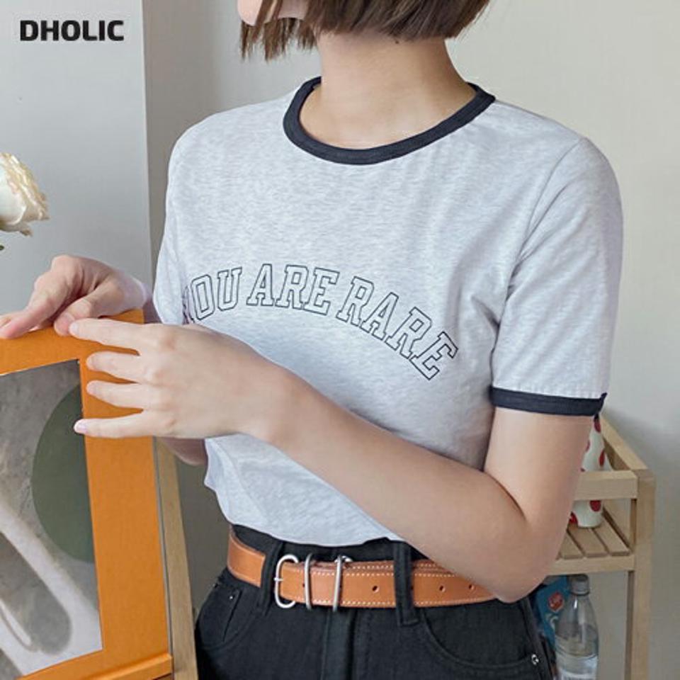 配色レタリングTシャツ・全4色・t00865 レディース 【tops】トップス Tシャツ 半袖 ロゴ レタリング ロゴT カジュアル ラフ ラウンドネック リンガーtシャツ y2k 春 夏 韓国ファッション