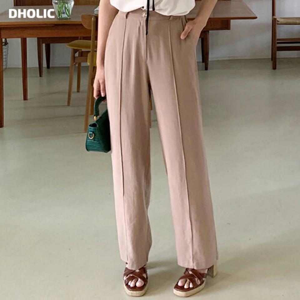 リネン混センタープレススラックス・全4色・t00889 レディース 【pt】スラックス パンツ ズボン ロングパンツ センタープレス リネン 単色 無地 シンプル カジュアル ナチュラル ワイド ベルトループ 春 夏 韓国ファッション