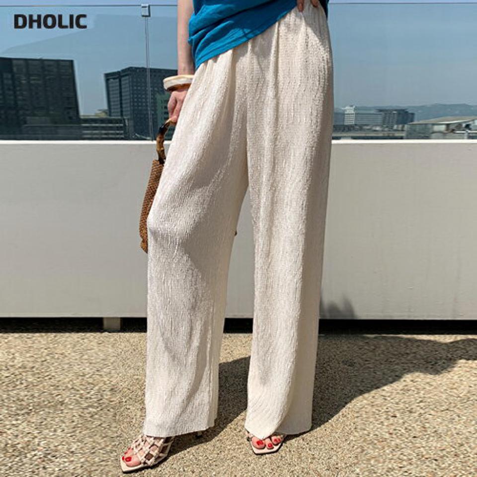 ウエストゴムリンクルワイドパンツ・全3色・b72324 レディース 【pt】パンツ ロング丈 単色 無地 シンプル ベーシック パステル 楽ちん ウエストゴム 体型カバー ラフ リンクル ワイド 春 夏 カジュアル 大人っぽ 韓国ファッション ハイホリHIHOLLI