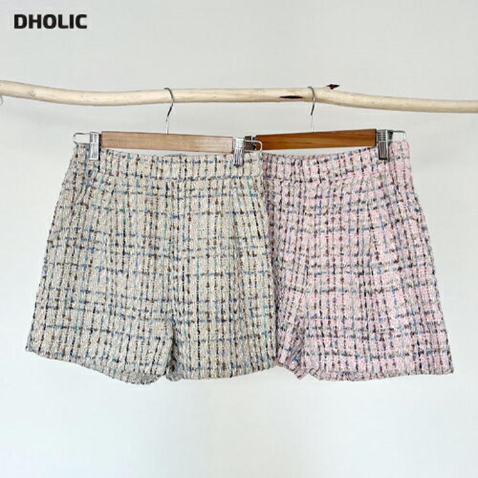ツイードショートパンツ・全2色・t00653 レディース 【pt】パンツ ズボン ショートパンツ ショーパン 短パン ツイード 高級感 上品 大人 きれいめ ショート丈 チェック柄 ピンク 春 夏 秋 韓国ファッション