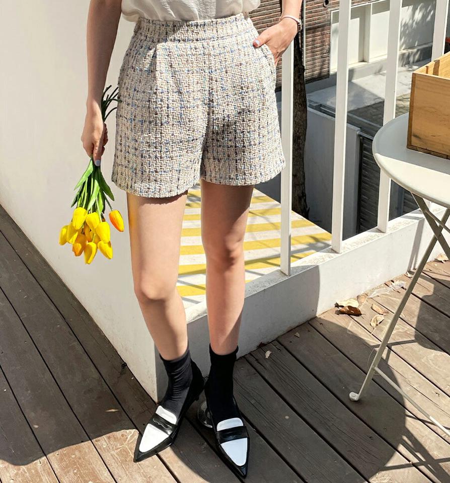 ツイードショートパンツ・全2色・t00653 レディース 【pt】パンツ ズボン ショートパンツ ショーパン 短パン ツイード 高級感 上品 大人 きれいめ ショート丈 チェック柄 ピンク 春 夏 秋 韓国ファッション