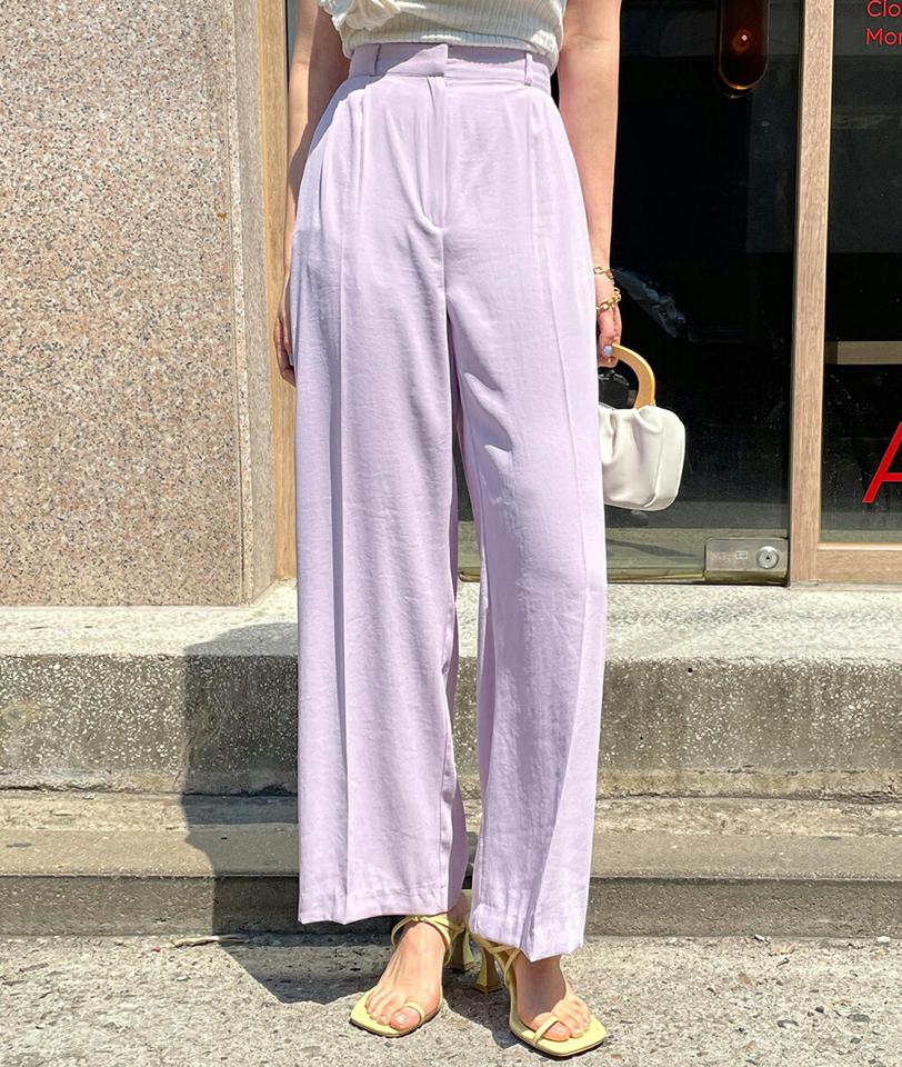 バックゴムワイドスラックス・全4色・t00650 レディース 【pt】スラックス パンツ ズボン ロングパンツ ワイドパンツ 単色 無地 シンプル ベーシック 大人 きれいめ オフィスカジュアル パステル カラーパンツ 水色 春 夏 韓国ファッション