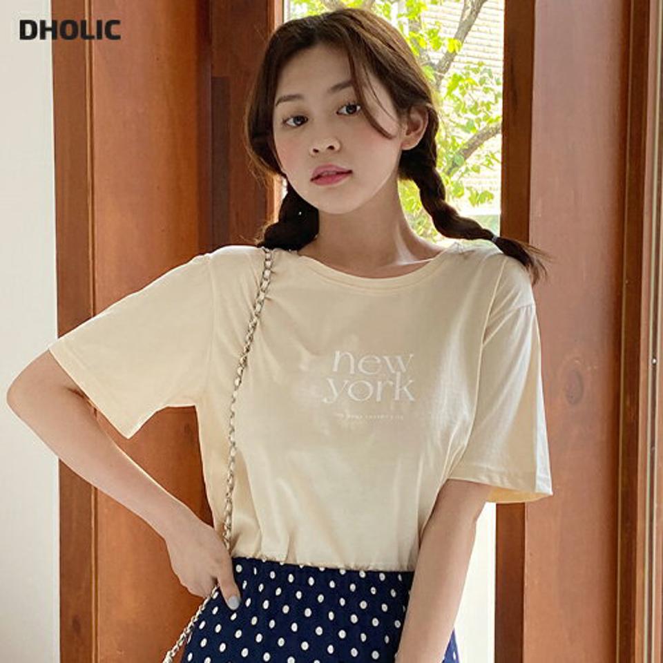 【10%OFF】new yorkレタリング半袖Tシャツ・全3色・b00651 レディース 【tops】トップス Tシャツ 半袖 ハーフスリーブ ロゴ レタリング ロゴT ラウンドネック シンプル カジュアル ラフ 春 夏 韓国ファッション セール SALE